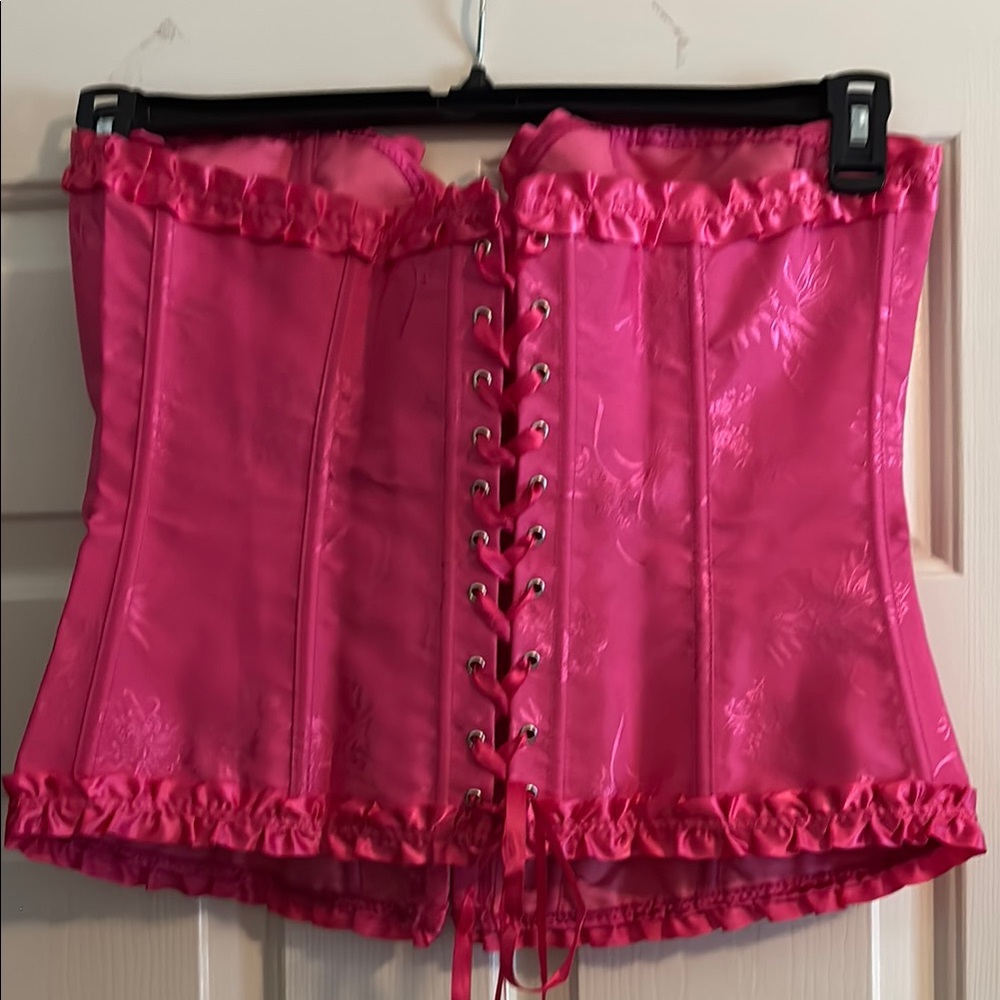 Pink Corset Top with Ruffle Trim - Picture 3 of 6